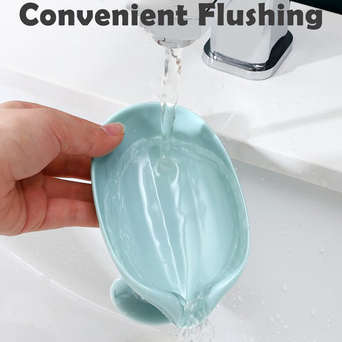 Self Draining Soap Holder for Bathroom: Leaf Shape Soap Tray